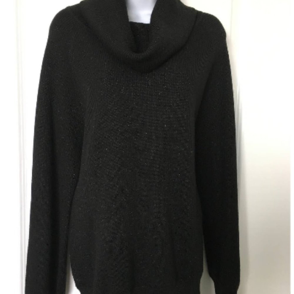 BLACK TURTLENECK ✨ ANNE KLEIN ✨Sparkly✨ Sz L